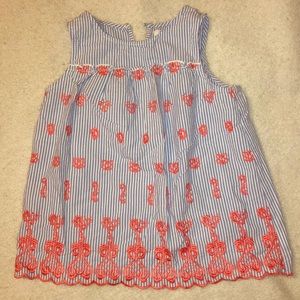 Crown & Ivy Girls Embroidered Seersucker Top